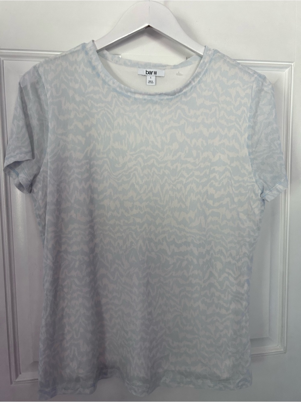 Bar III Light Blue & White Crew Neck Tee